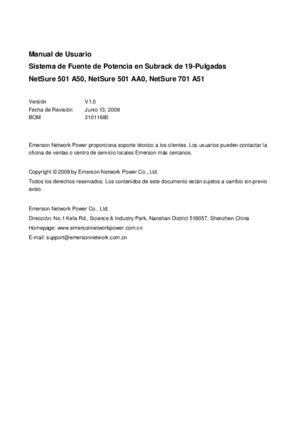 EMERSON User Manual Esp - NetShure 501 A50 and NetSure 701 A51