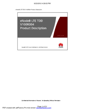 eNodeB LTE TDD V100R004 Product Description ISSUE 100