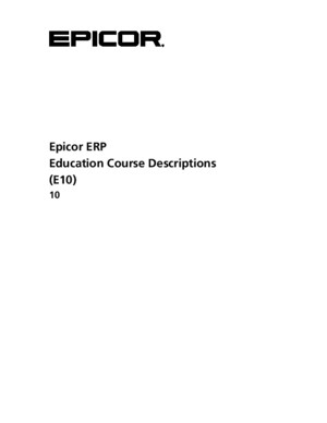 Epicor ERP Education Course Descriptions E10