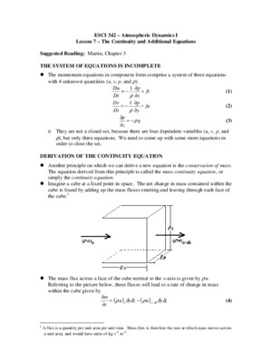 Esci342 Lesson07 Continuity Equation