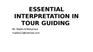 Essential Interpretation in Tour Guiding