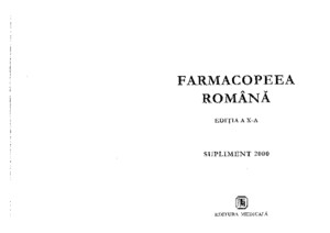 Farmacopeea Romana Ed X Supliment 2000