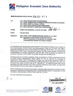 FDA Memorandum Circualr No 2014-014-A
