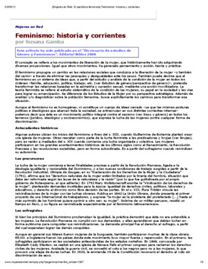 Feminismo Historia y Corrientes Susana Gamba