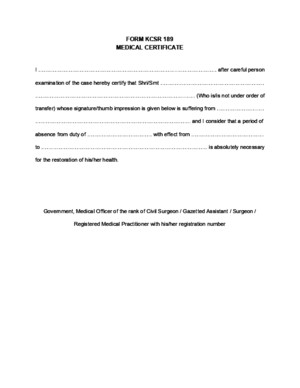 FORM KCSR 189 (Medical Certificate)