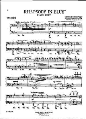 Gershwin, George - Rhapsody in Blue - 1 Piano 4 Hands - Complete Score