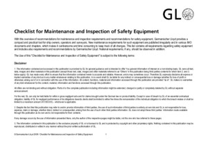 GL Checklist for Maintanance and Inspection of Safety Equipment