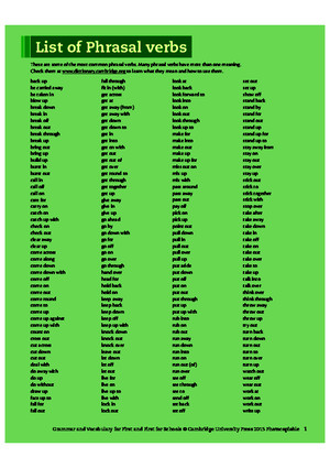 Grammar Vocabulary First and First for Schools Phrasal Verbs