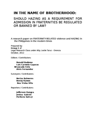 Group 1 Legal Research on Hazing