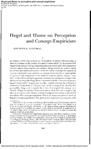 Hegel and Hume on Perception and Concept-empiricism