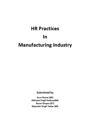 HR Practices in Manufacturing Industry