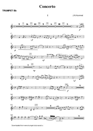 Hummel - Trumpet Concerto (Bb Trumpet Part)