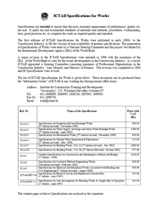 ICTAD Specifications for Works