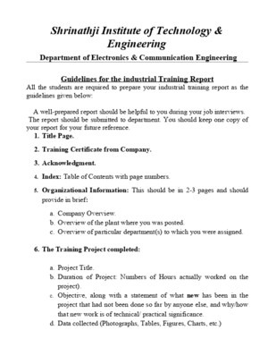 Industrial Training Report Format