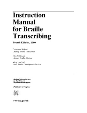 Instruction Manual for Braille Transcribing (Fourth Edition, 2000)
