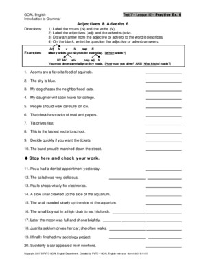 Intoduction to English Grammar Worksheets With Answers