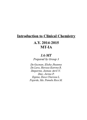 Intro to Medtech Clinical Chemistry Reviewer