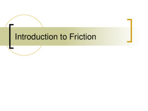 Introduction to Friction Friction Friction is the force that opposes a sliding motion Friction is due to microscopic irregularities in even the smoothest