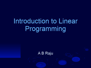 Introduction to linear programming pdf
