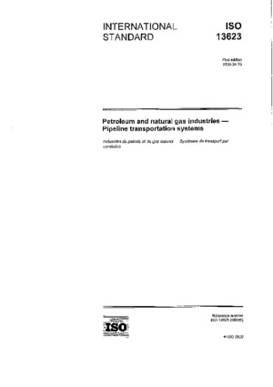 ISO 13623, Petroleum and Gas Industries, Pipeline Transportation Systems