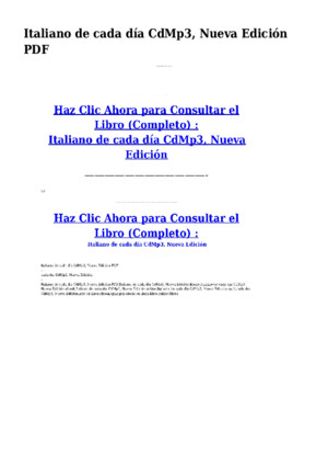 Italiano de Cada Dia CdMp3 Nueva Edicion PDF