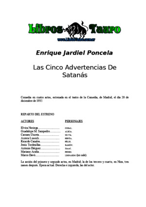 Jardiel Poncela, Enrique - Las Cinco Advertencias de Satanas