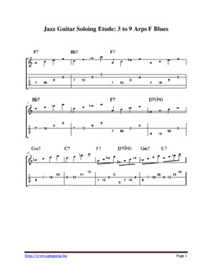 Jazz Guitar Soloing Etude F Blues 3 to 9 Arps