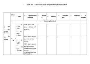 KSSR Year 3 SJKC Cheng Siu 1 English Weekly Scheme of Work