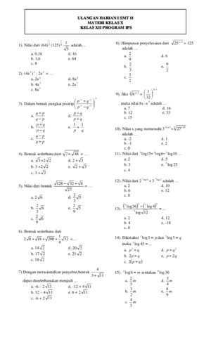 Kumpulan Soal Matematika Kelas X 5 Tipe