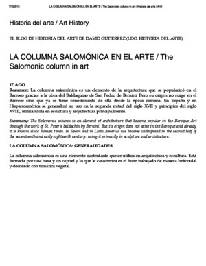 LA COLUMNA SALOMÓNICA en EL ARTE _ the Salomonic Column in Art _ Historia Del Arte _ Art History