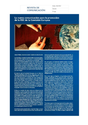 La Nueva Comunicación para la promoción de la RSC de la Comisión Europea Revista de comunicacion