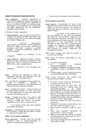 Labor Standards Azucena Notes