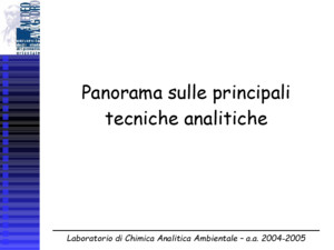 Laboratorio di Chimica Analitica Ambientale – aa 2004-2005 Panorama sulle principali tecniche analitiche