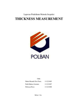 Laporan Thickness Measurement Ultrasonic