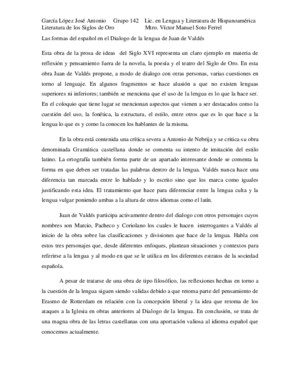 Las formas del español en el Dialogo de la lengua de Juan de Valdés