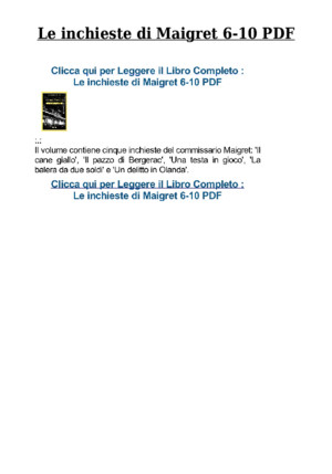 Le Inchieste Di Maigret 6-10 PDF