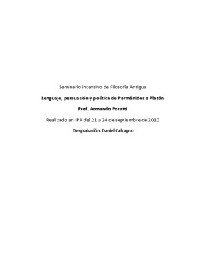 Lenguaje, Persuación y Política, de parménides a platón -Armando Poratti