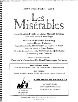 Les Miserables Act 1 Piano Conductor Score