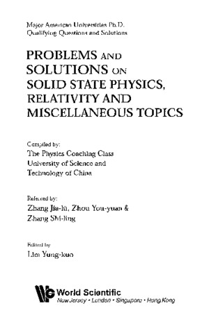 Lim Y Problems and Solutions on Solid State Physics, Relativity and Miscellaneous Topics (WS, 2003)