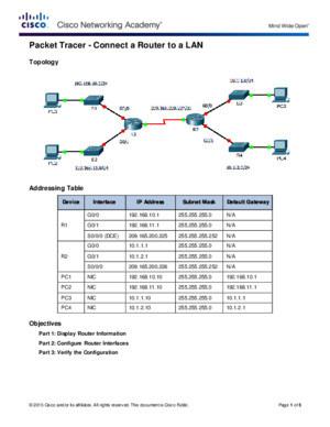 6433 Packet Tracer - Connect a Router to a LAN