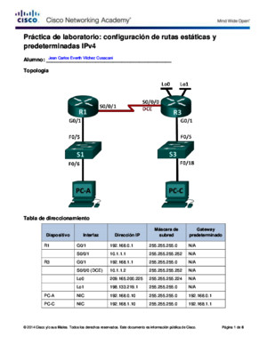 6225 Lab - Configuracion de Rutas Estaticas y Predeterminadas IPv4