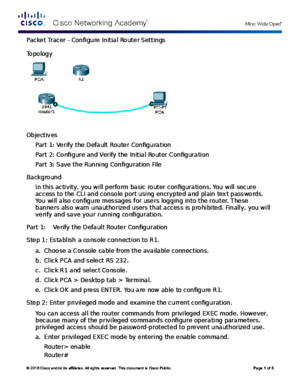 6412 Packet Tracer - Configure Initial Router Settings