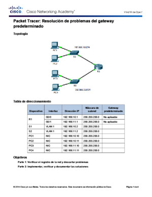 6434 Packet Tracer - Troubleshooting Default Gateway Issues Instructions