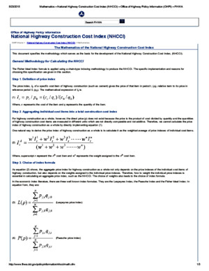 Mathematics – National Highway Construction Cost Index (NHCCI) – Office of Highway Policy Information (OHPI) – FHWA
