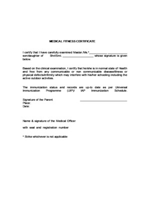 Medical Fitness Certificate format
