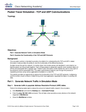 7312 Packet Tracer Simulation - Exploration of Tcp and Udp Instructions