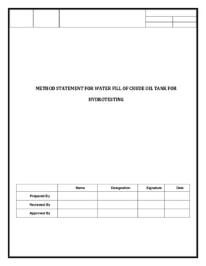 Method Statement for water fill