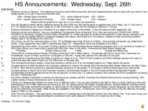 MS Announcements: Wednesday, Sept 26 th