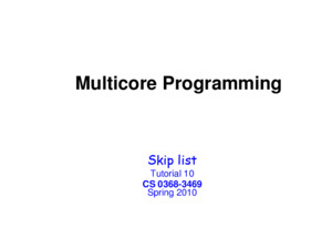 Multicore Programming Skip list Tutorial 10 CS 0368-3469 Spring 2010