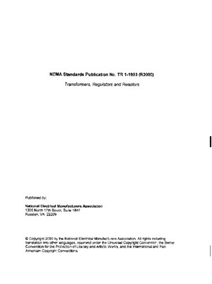 NEMA TR 1-2000 Transformers, Regulators and Reactors